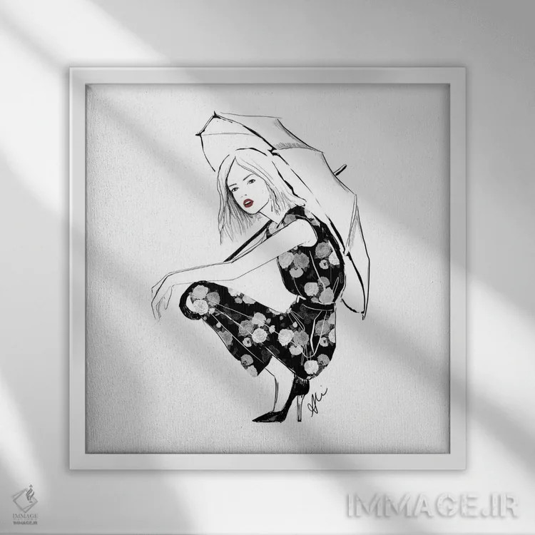 تابلو چتر اثر آلیسون پِتری - نمای قابدار سفید