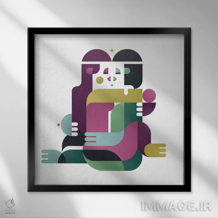 تابلو Face To Face,بوسه، رو در رو اثر آنتونی اسکوییزاتو - نمای قابدار مشکی