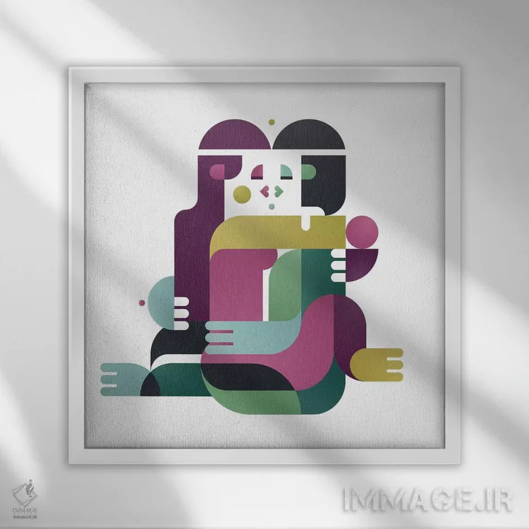 تابلو Face To Face,بوسه، رو در رو اثر آنتونی اسکوییزاتو - نمای قابدار سفید