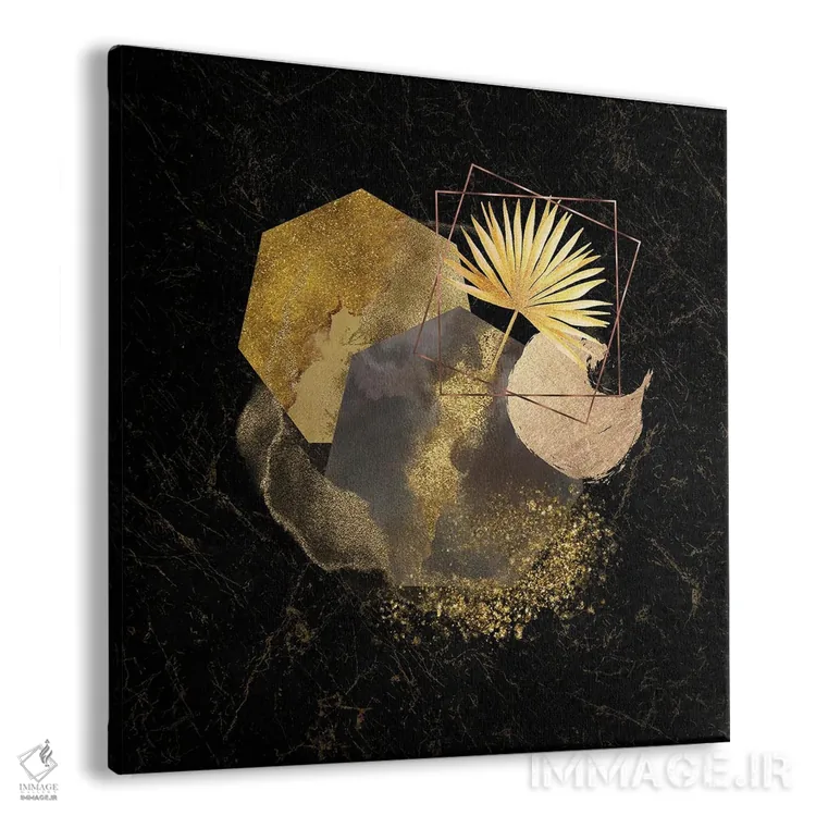تابلو آبستره هندسی طلایی و صورتی جذاب I اثر آرسی بسی - نمای پرسپکتیو محصول
