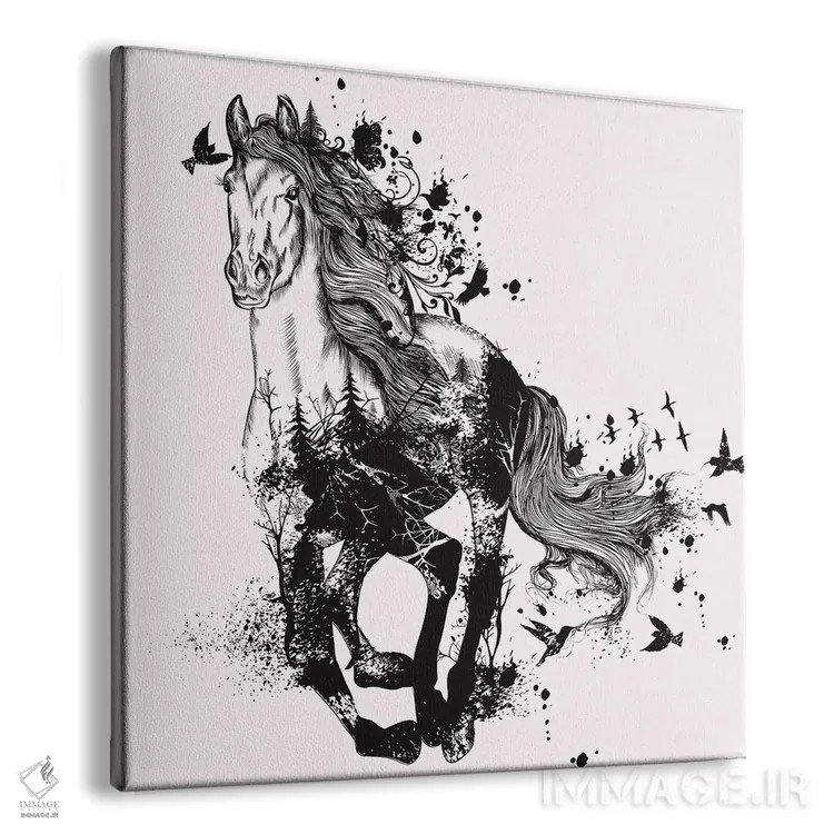 تابلو هنر انتزاعی اسب اثر آرسی بسی - نمای پرسپکتیو محصول