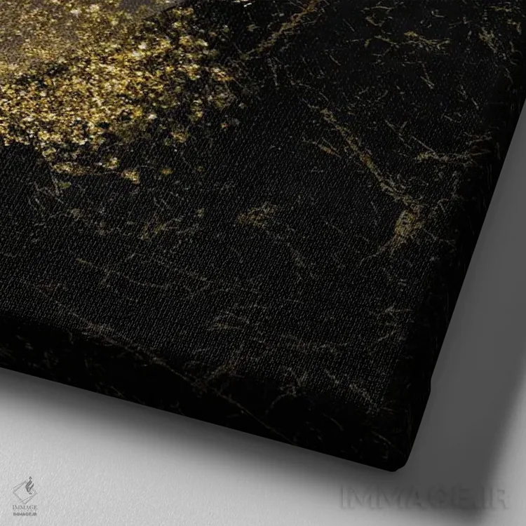 تابلو آبستره هندسی طلایی و صورتی جذاب I اثر آرسی بسی - نمای نزدیک بافت بوم