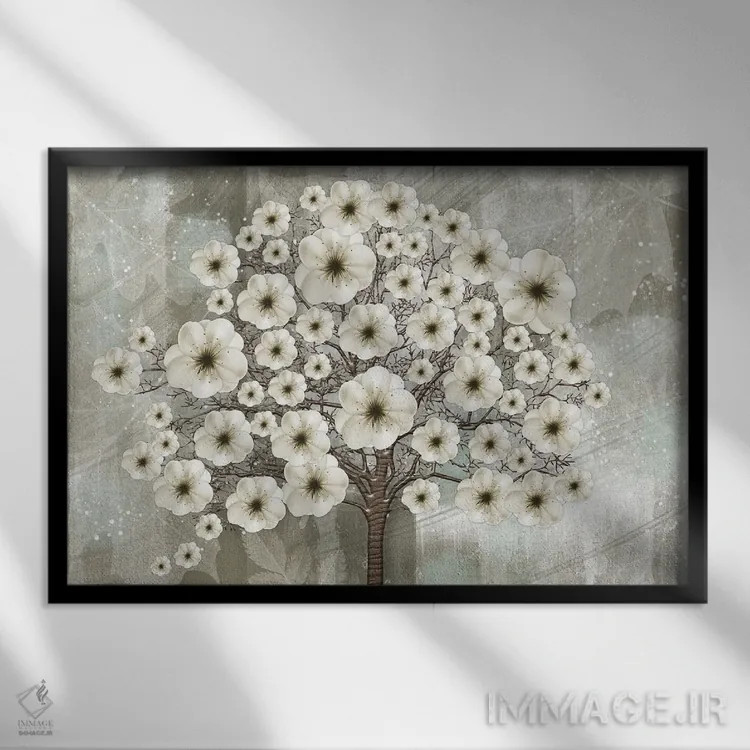 تابلو نقاشی دیواری درخت اثر آرسی بسی - نمای قابدار مشکی