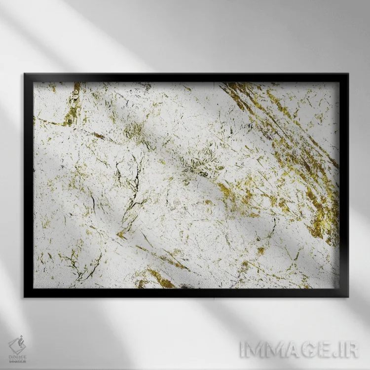 تابلو مرمر سفید و طلایی اثر آرسی بسی - نمای قابدار مشکی