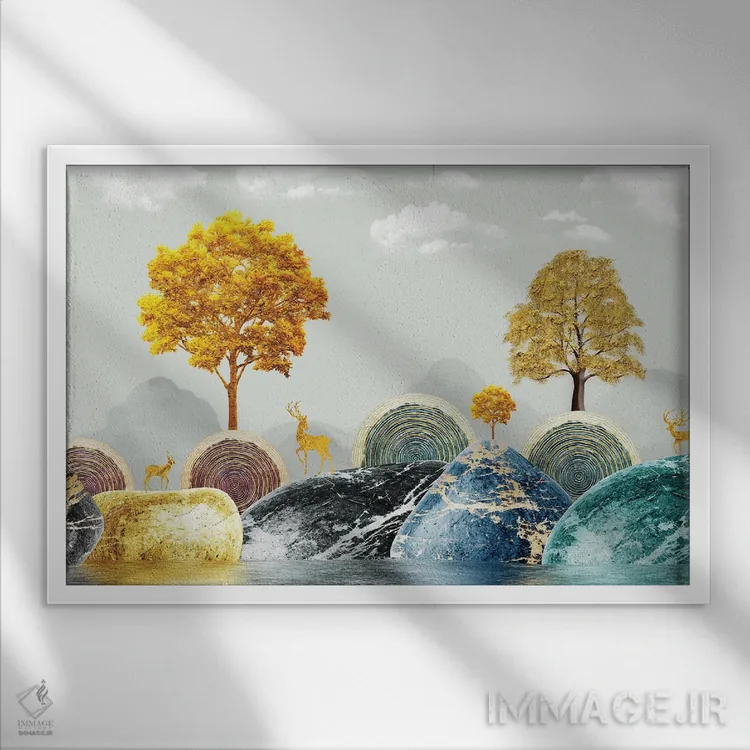 تابلو جزیره رازآلود II اثر آرسی بسی - نمای قابدار سفید