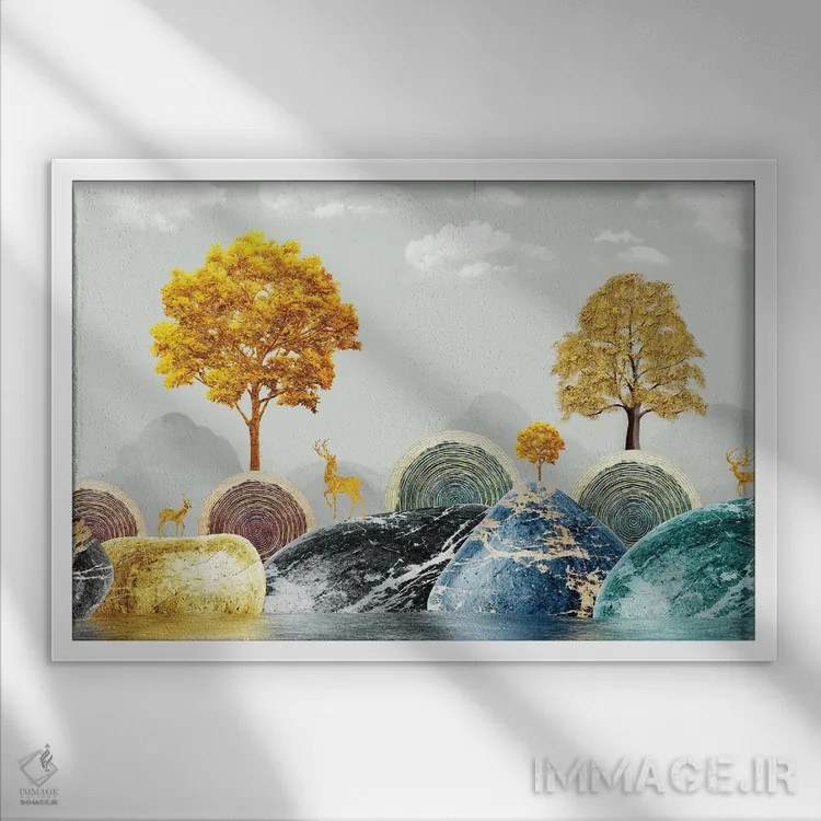 تابلو جزیره رازآلود II اثر آرسی بسی - نمای قابدار سفید