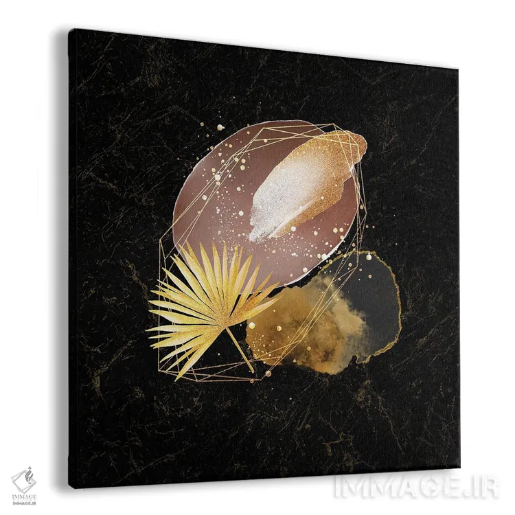 تابلو آبستره هندسی طلایی و صورتی جذاب V اثر آرسی بسی - نمای پرسپکتیو محصول