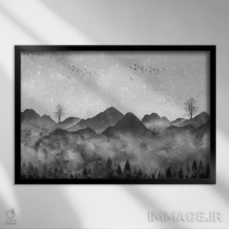 تابلو جنگل مهآلود اثر آرسی بسی - نمای قابدار مشکی