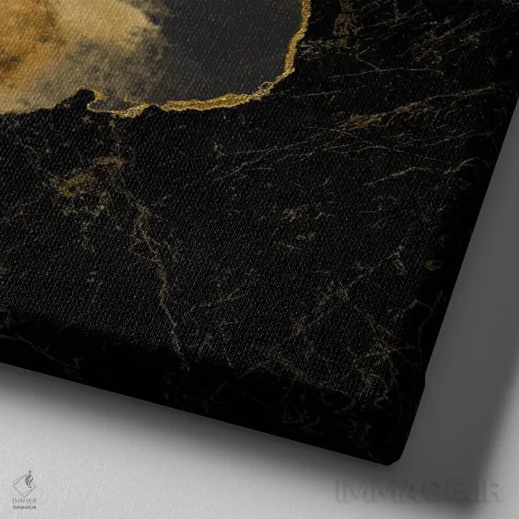 تابلو آبستره هندسی طلایی و صورتی جذاب V اثر آرسی بسی - نمای نزدیک بافت بوم