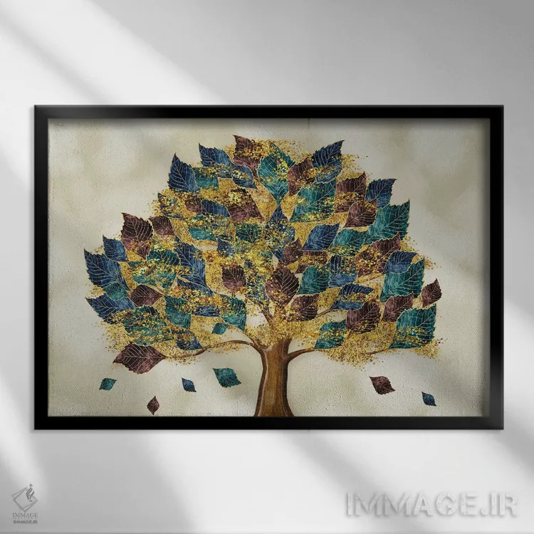 تابلو نقاشی دیواری سهبعدی درخت اثر آرسی بسی - نمای قابدار مشکی
