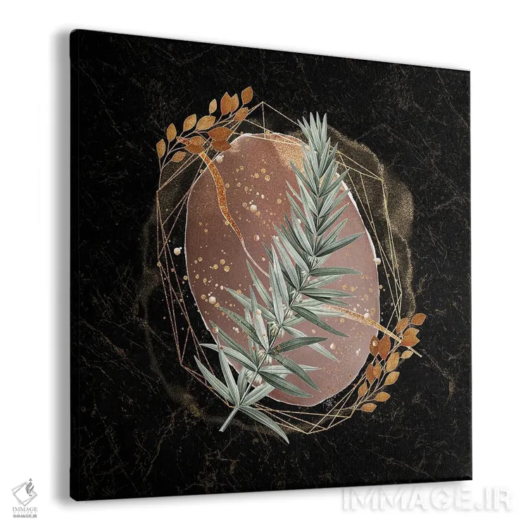 تابلو آبستره هندسی طلایی و صورتی جذاب VI اثر آرسی بسی - نمای پرسپکتیو محصول