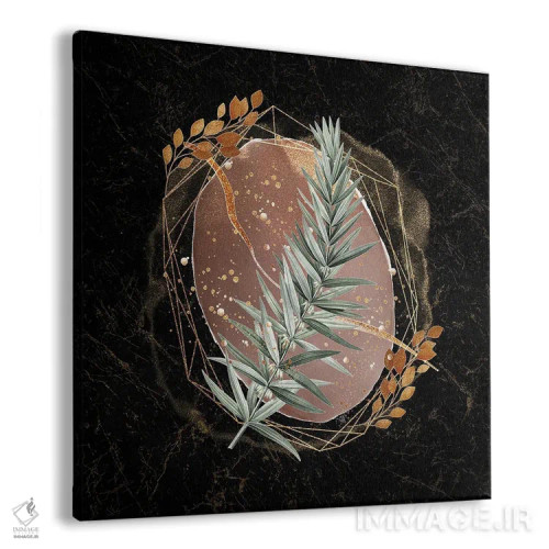 تابلو آبستره هندسی طلایی و صورتی جذاب VI اثر آرسی بسی - نمای پرسپکتیو محصول