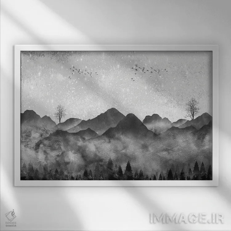 تابلو جنگل مهآلود اثر آرسی بسی - نمای قابدار سفید