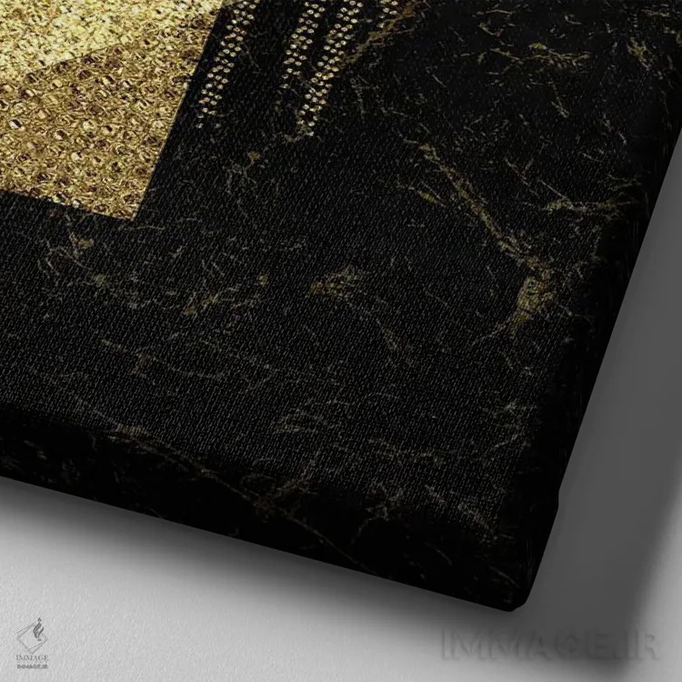 تابلو هنر مینیمال هندسی طلایی III اثر آرسی بسی - نمای نزدیک بافت بوم