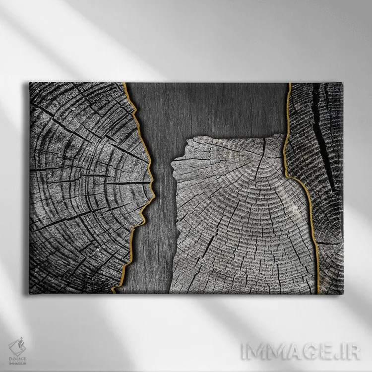 تابلو آبستره طرح چوب اثر آرسی بسی - نمای روبهرو روی دیوار