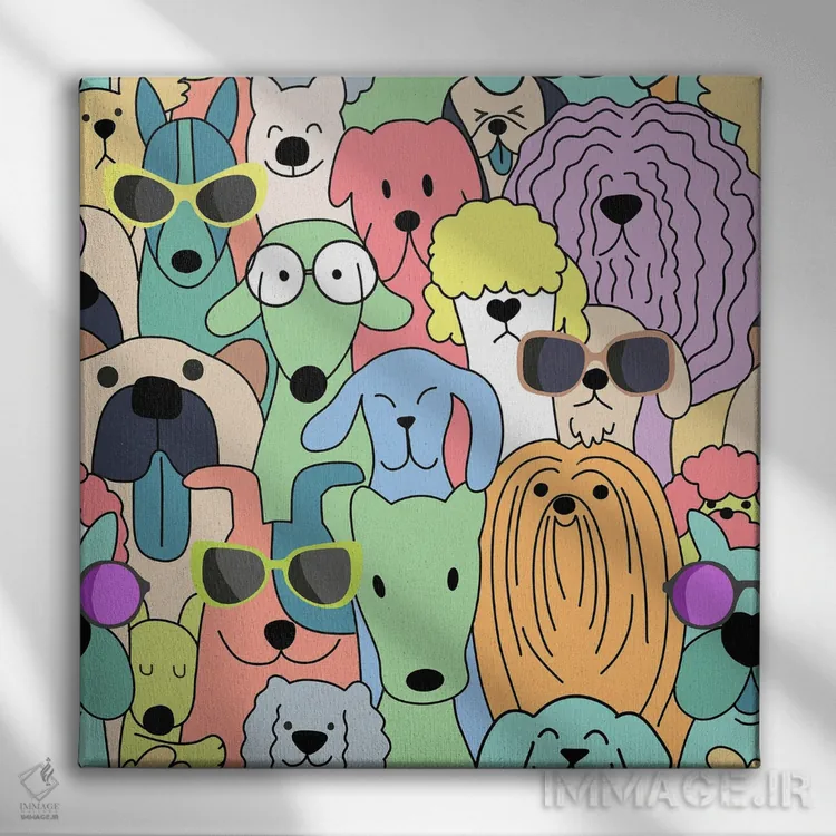 تابلو پرتره سگها اثر آرسی بسی - نمای روبهرو روی دیوار
