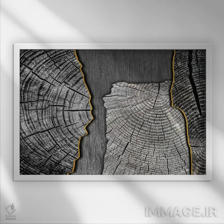 تابلو آبستره طرح چوب اثر آرسی بسی - نمای قابدار سفید