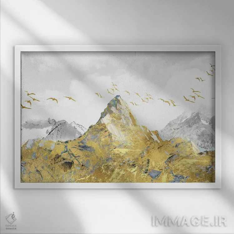 تابلو کوههای طلایی اثر آرسی بسی - نمای قابدار سفید