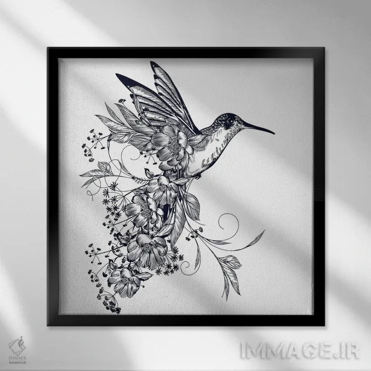 تابلو مرغ مگسخوار اثر آرسی بسی - نمای قابدار مشکی