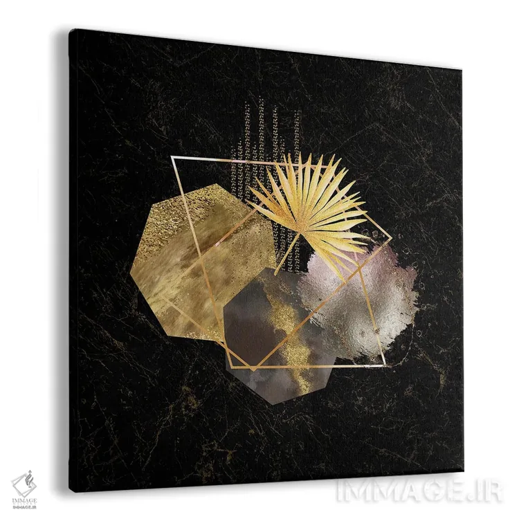 تابلو آبستره هندسی طلایی و صورتی جذاب II اثر آرسی بسی - نمای پرسپکتیو محصول