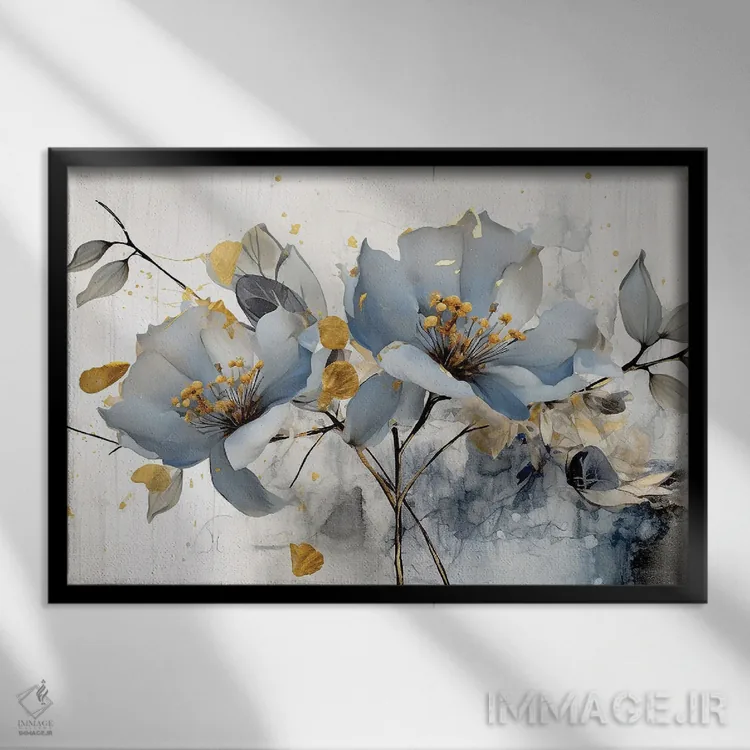 تابلو گلهای آبرنگی اثر آرسی بسی - نمای قابدار مشکی