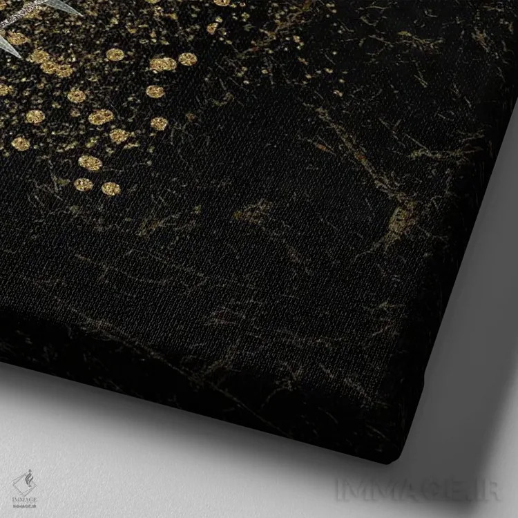 تابلو آبستره هندسی طلایی و صورتی جذاب III اثر آرسی بسی - نمای نزدیک بافت بوم