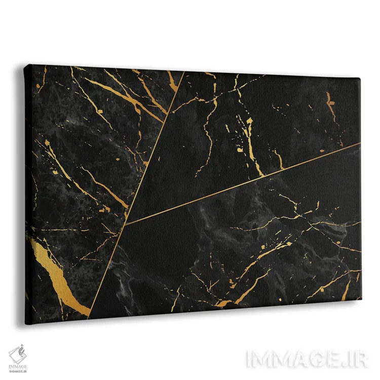 تابلو مرمر مشکی و طلایی شیک اثر آرسی بسی - نمای پرسپکتیو محصول