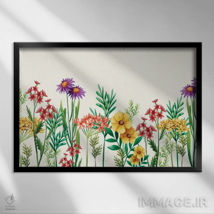 تابلو گلهای تابستانی اثر آرسی بسی - نمای قابدار مشکی
