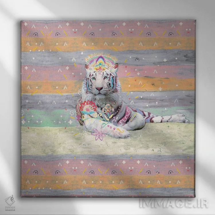 تابلو میشکا ببر سفید اثر امبر سامرست - نمای روبهرو روی دیوار