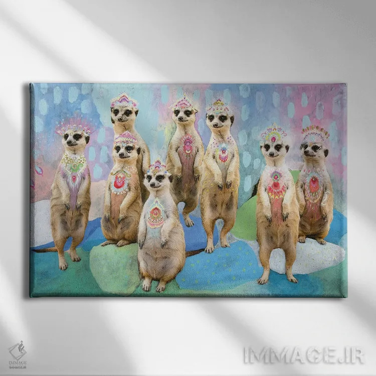 تابلو میرکاتهای کارناوال اثر امبر سامرست - نمای روبهرو روی دیوار