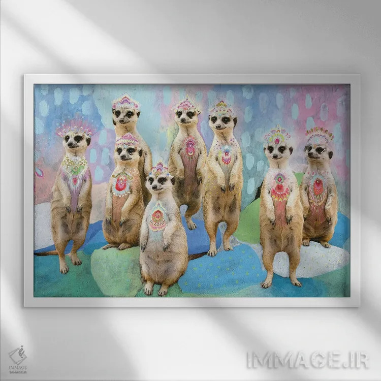 تابلو میرکاتهای کارناوال اثر امبر سامرست - نمای قابدار سفید