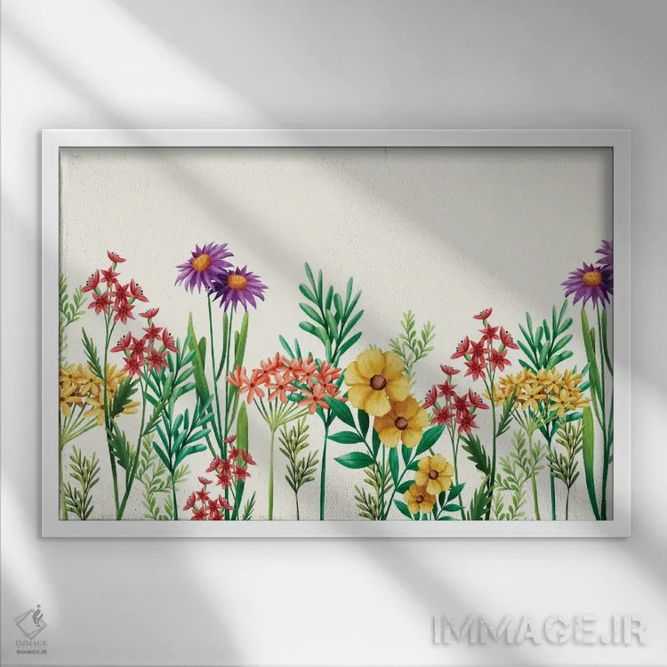 تابلو گلهای تابستانی اثر آرسی بسی - نمای قابدار سفید