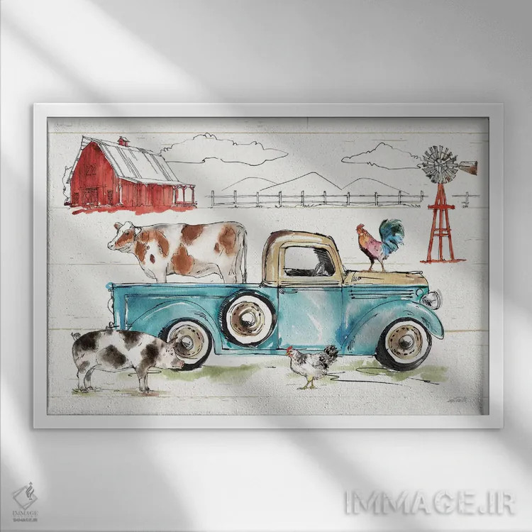 تابلو در مزرعه I (بدون متن) اثر آن تاولتی - نمای قابدار سفید