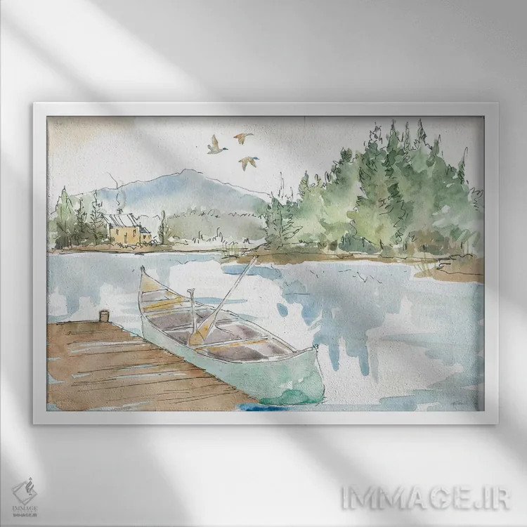 تابلو خانهٔ دریاچه I اثر آن تاولتی - نمای قابدار سفید