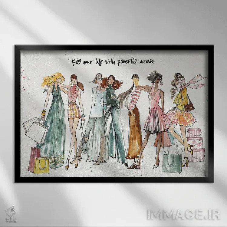 تابلو دوستان دختر I اثر آن تاولتی - نمای قابدار مشکی