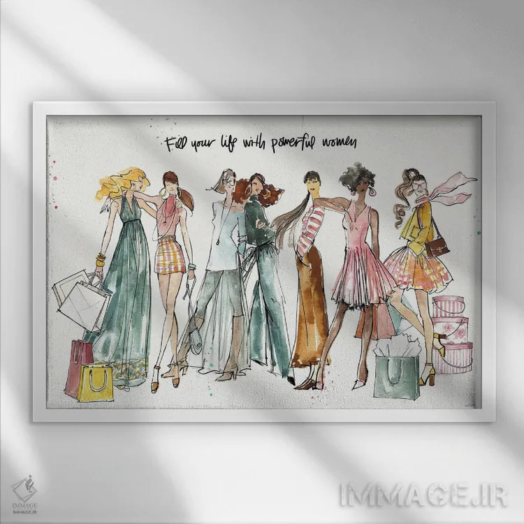 تابلو دوستان دختر I اثر آن تاولتی - نمای قابدار سفید