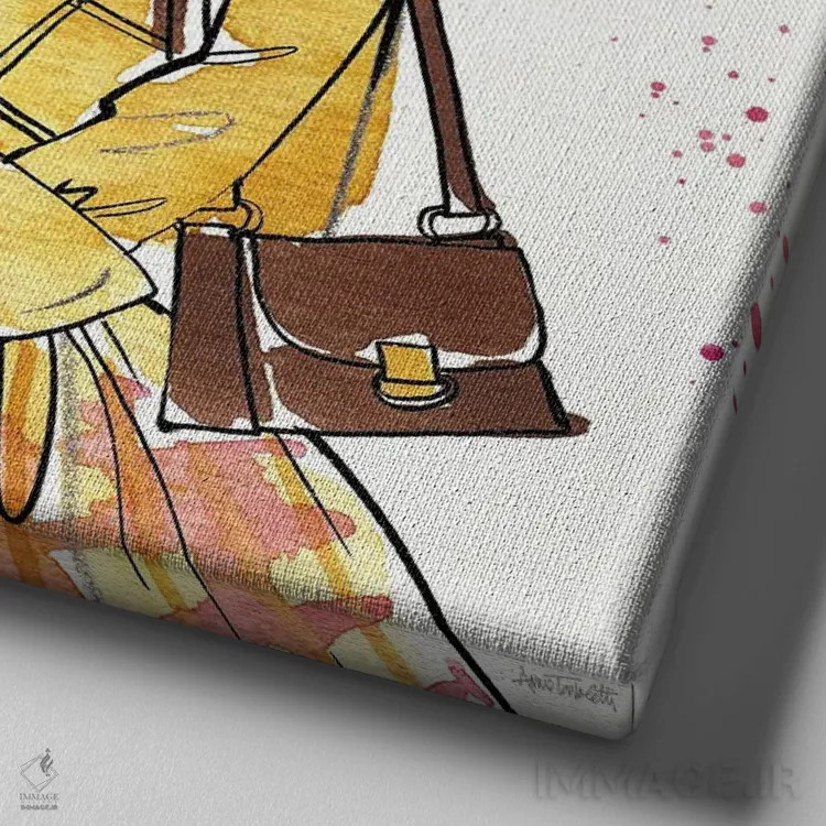 تابلو دوستان دختر V اثر آن تاولتی - نمای نزدیک بافت بوم