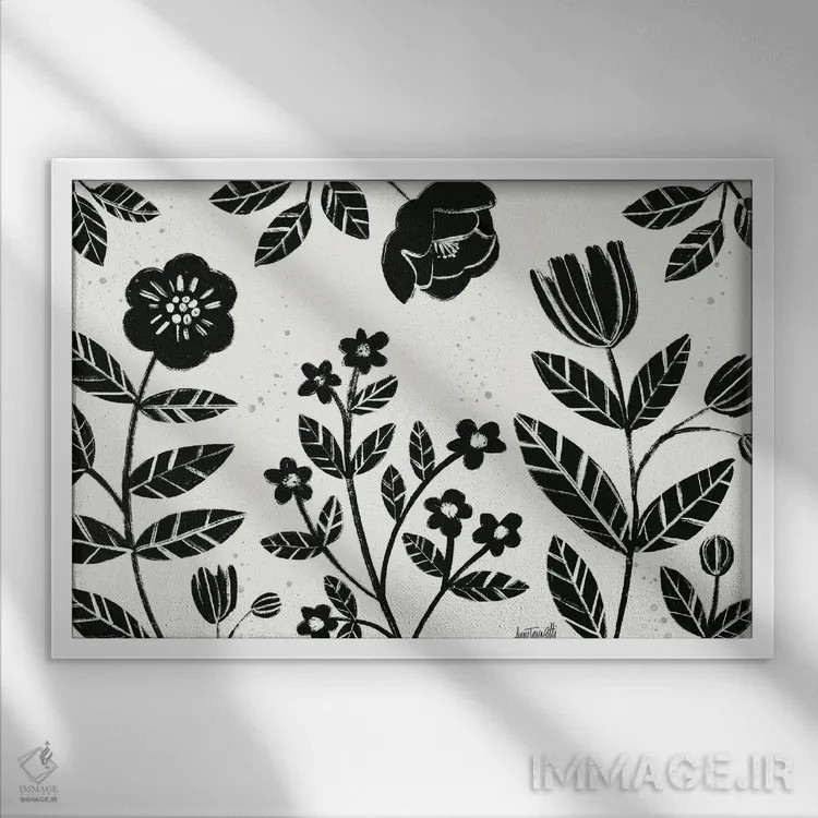 تابلو شکوفههای برجسته I اثر آن تاولتی - نمای قابدار سفید