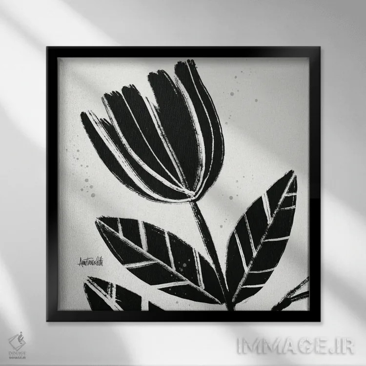 تابلو شکوفههای برجسته IX اثر آن تاولتی - نمای قابدار مشکی