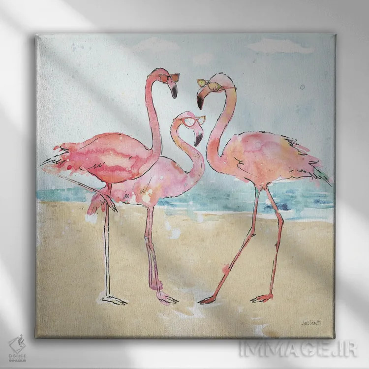 تابلو تب فلامینگو (ساحل) اثر آن تاولتی - نمای روبهرو روی دیوار