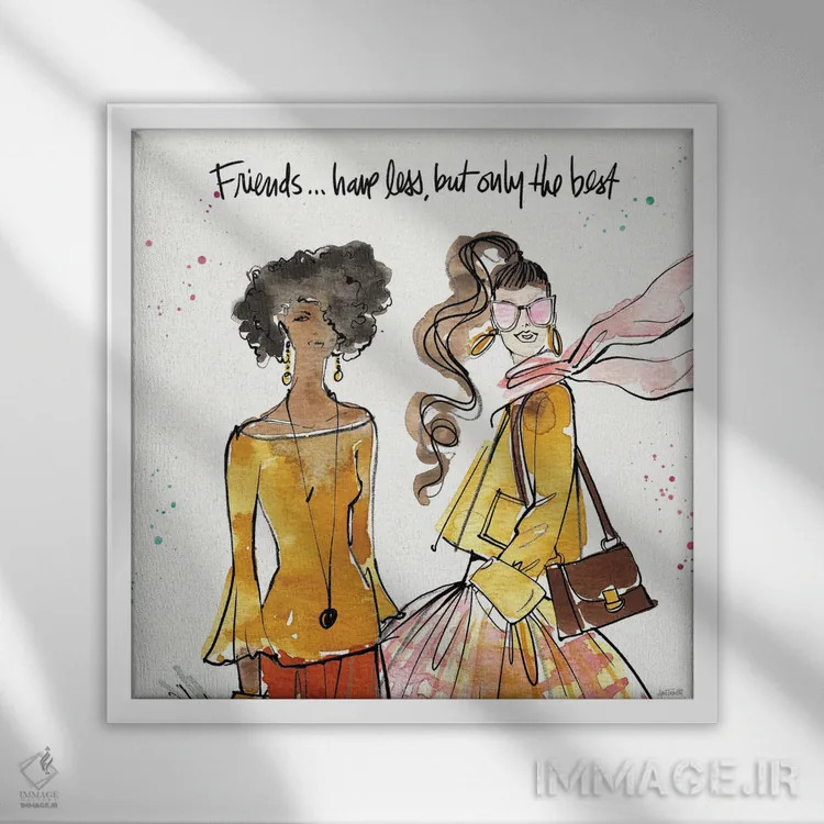 تابلو دوستان دختر V اثر آن تاولتی - نمای قابدار سفید