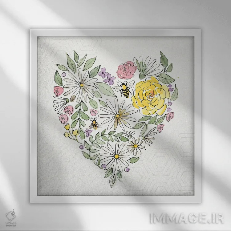 تابلو شکوفههای زنبور عسل XI (بدون متن) اثر آن تاولتی - نمای قابدار سفید