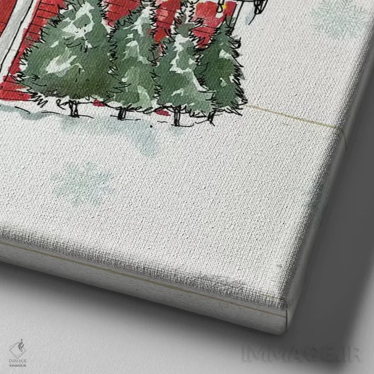 تابلو کریسمس بسیار شادی داشته باشید اثر آن تاولتی - نمای نزدیک بافت بوم