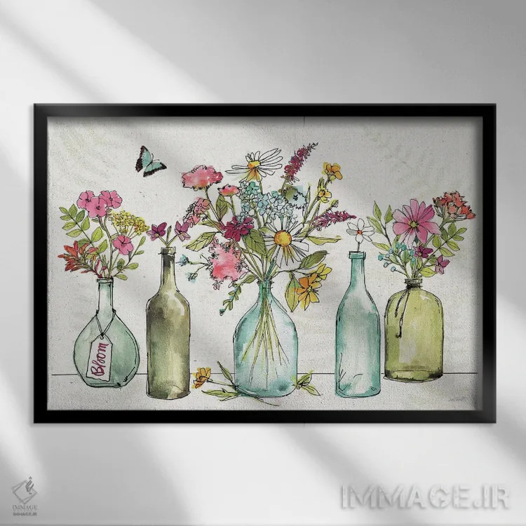 تابلو گلبرگهای ساده I اثر آن تاولتی - نمای قابدار مشکی