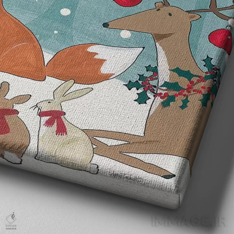 تابلو کریسمس جنگلی VI اثر آن تاولتی - نمای نزدیک بافت بوم