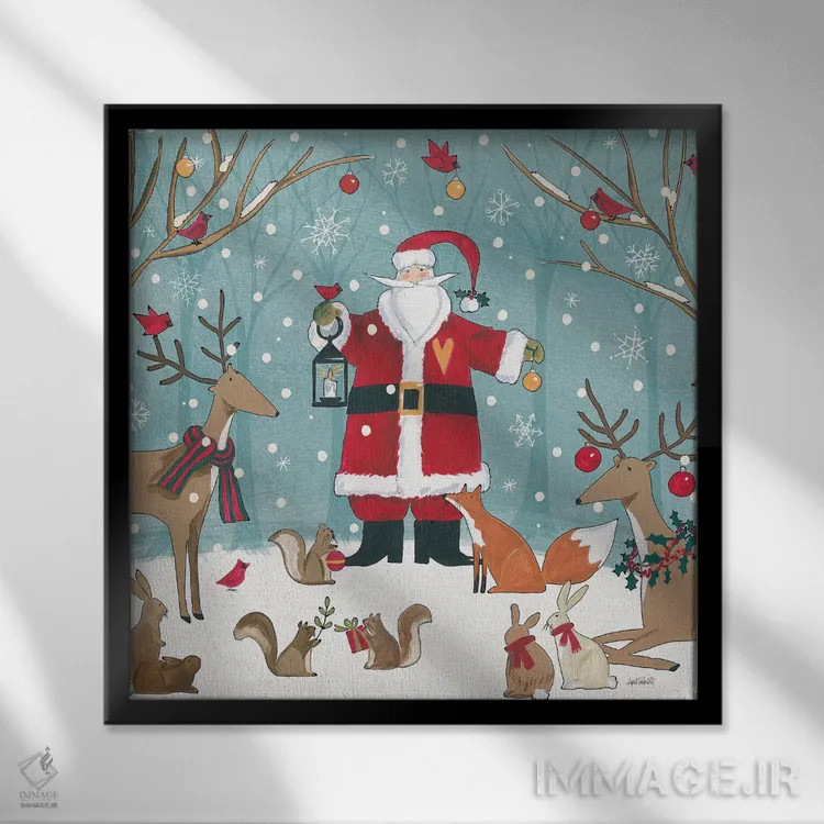 تابلو کریسمس جنگلی VI اثر آن تاولتی - نمای قابدار مشکی