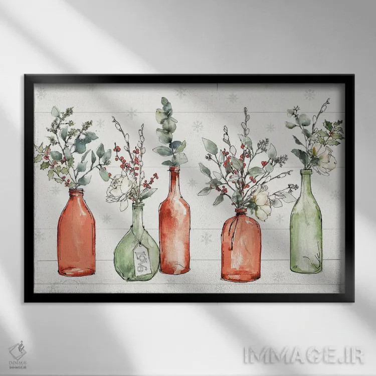 تابلو خانهٔ روستایی مدرن I (کریسمس) اثر آن تاولتی - نمای قابدار مشکی