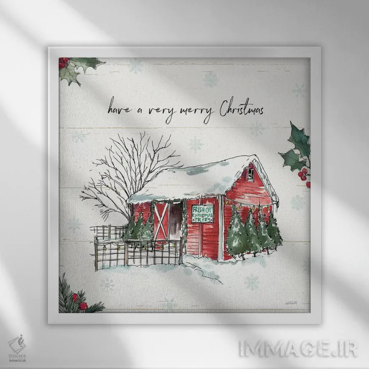 تابلو کریسمس بسیار شادی داشته باشید اثر آن تاولتی - نمای قابدار سفید