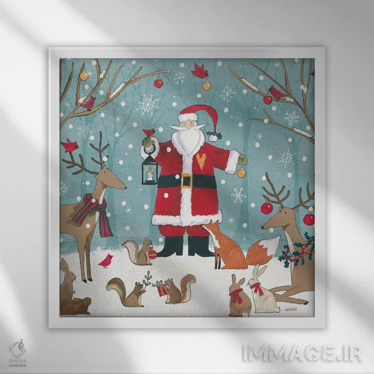 تابلو کریسمس جنگلی VI اثر آن تاولتی - نمای قابدار سفید