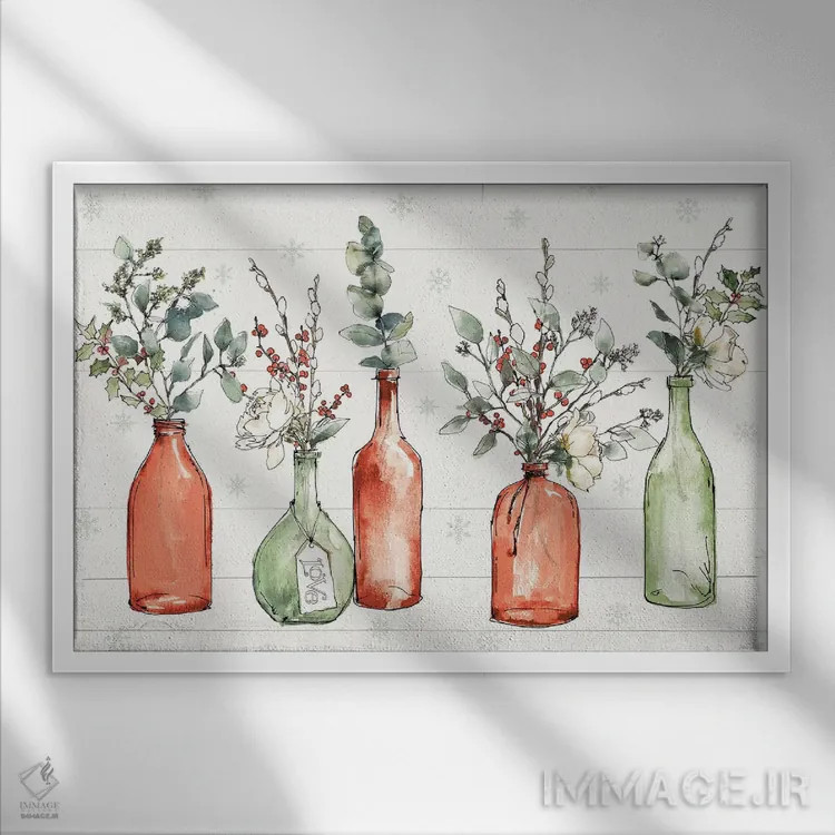 تابلو خانهٔ روستایی مدرن I (کریسمس) اثر آن تاولتی - نمای قابدار سفید